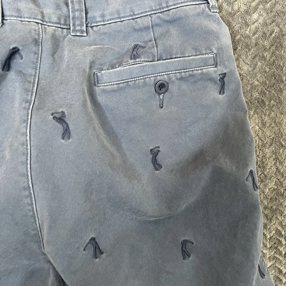 Vintage J. Crew Mens Sz 33 Embroidered Golf Logo Shorts Light Blue Cotton Twill